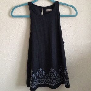 Suede embroidered tank top